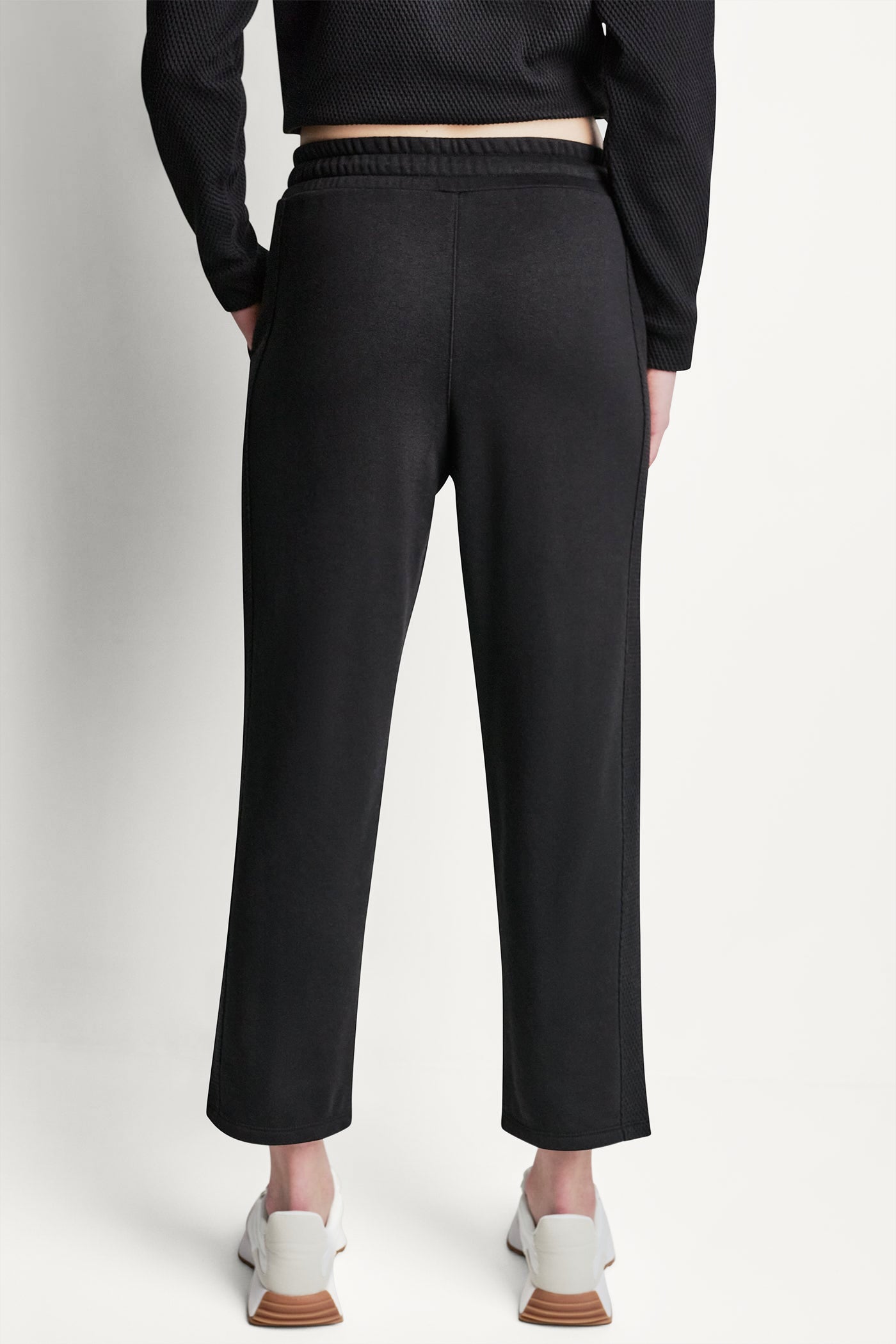 JACQUARD MIX HIGH-RISE ANKLE PANT - Black - 3