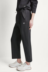 JACQUARD MIX HIGH-RISE ANKLE PANT - Black - 1
