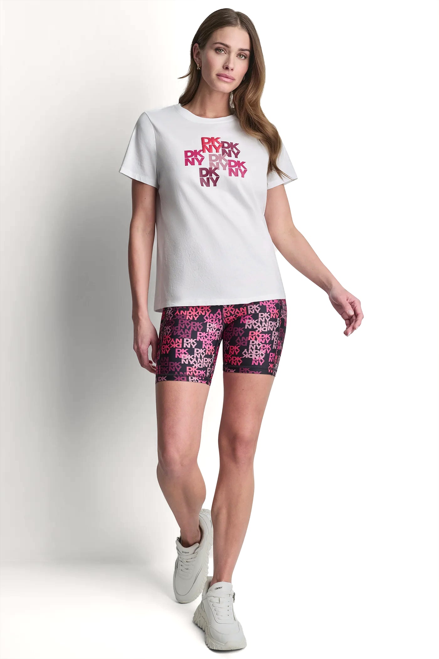 DKNY CAMO MIXED MEDIA LOGO TEE - White - 6