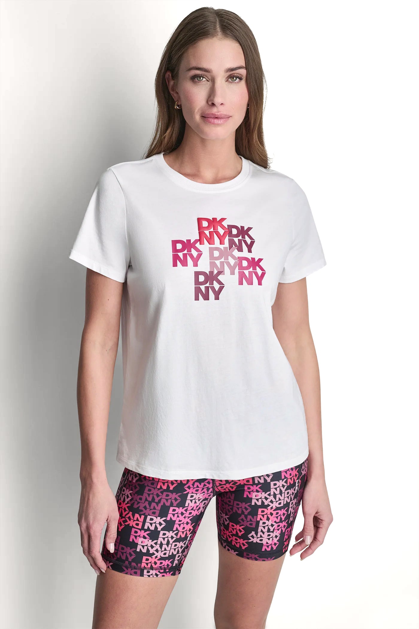 DKNY CAMO MIXED MEDIA LOGO TEE - White - 2