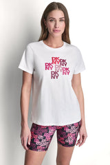 DKNY CAMO MIXED MEDIA LOGO TEE - White - 2