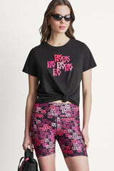 DKNY CAMO MIXED MEDIA LOGO TEE - Black - 1