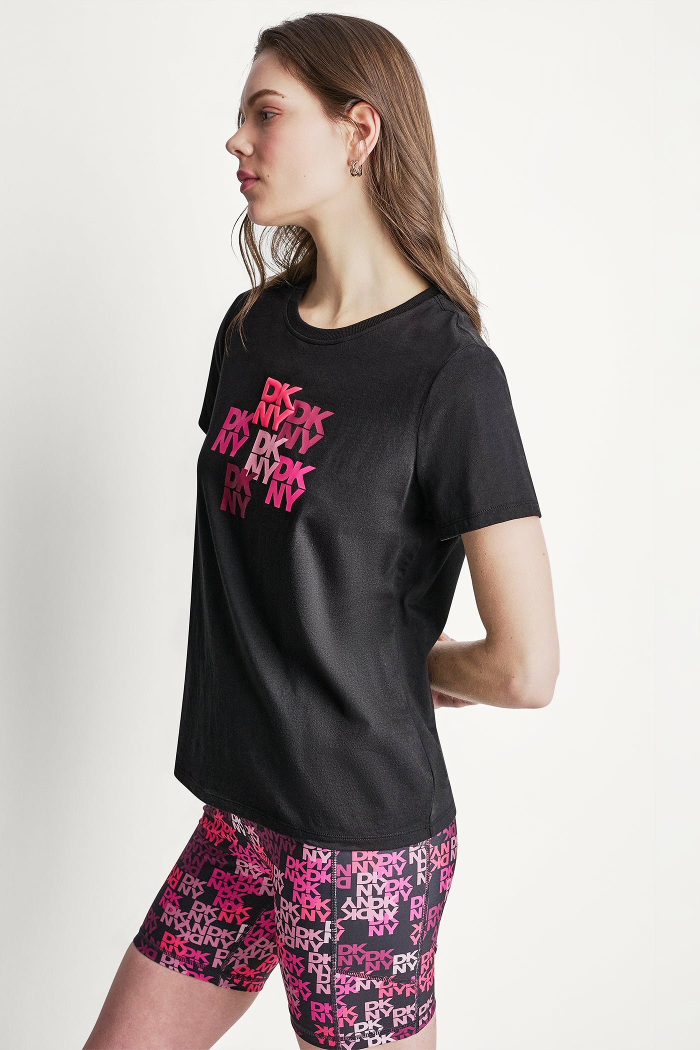 DKNY CAMO MIXED MEDIA LOGO TEE - Black - 4