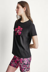 DKNY CAMO MIXED MEDIA LOGO TEE - Black - 4