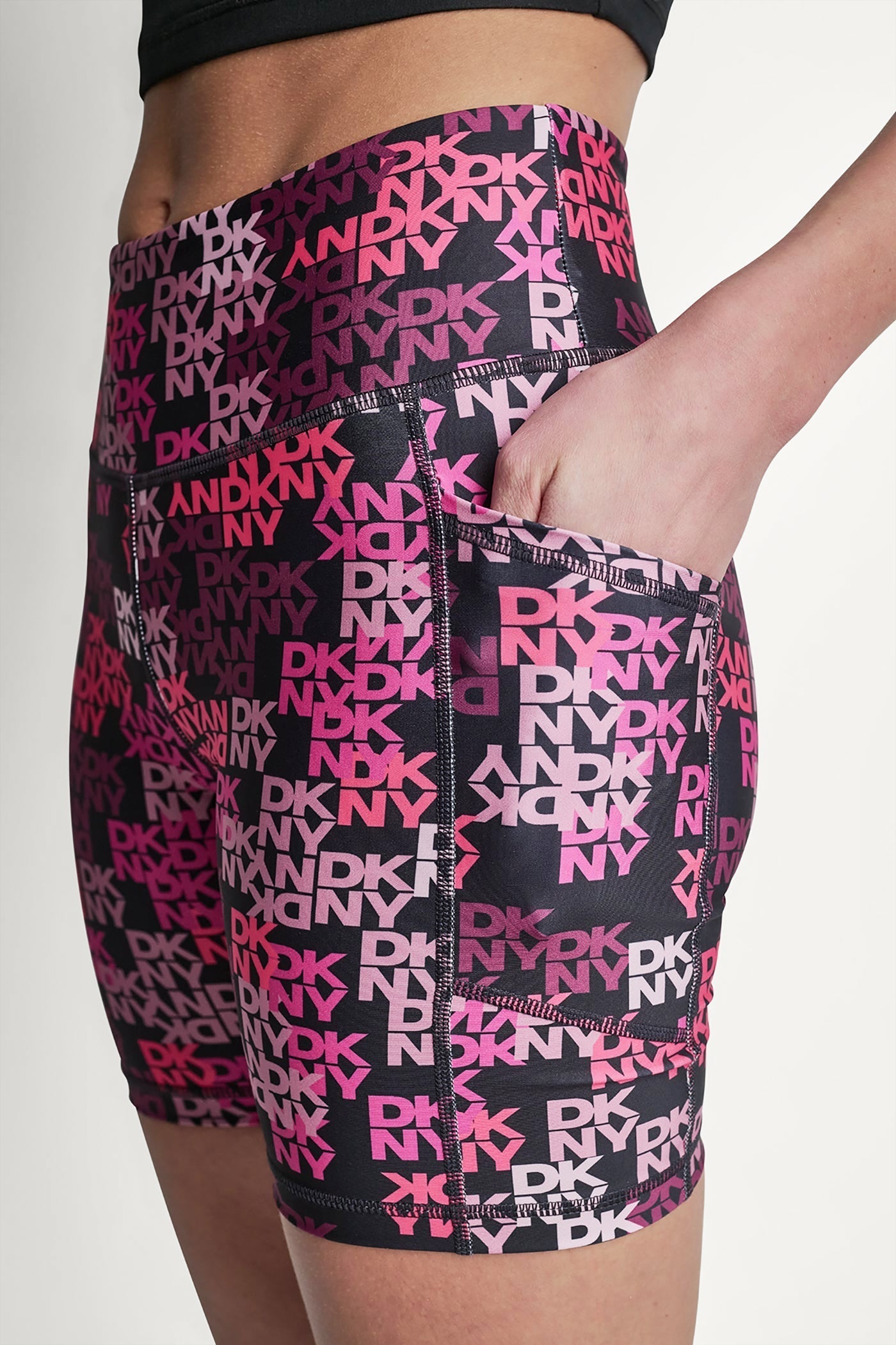 HIGH-RISE LOGO BIKE SHORT - DKNY Logo Scatter Punch - 1