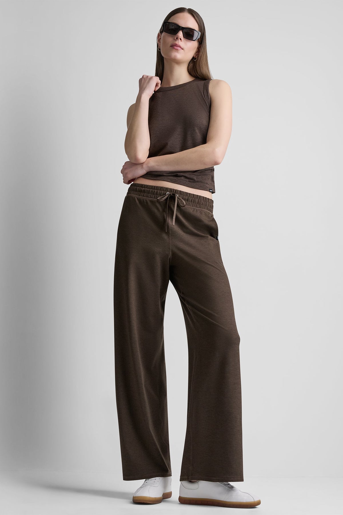 MID-RISE SPACEDYE WIDE LEG PANT - Espresso Spacedye - 1