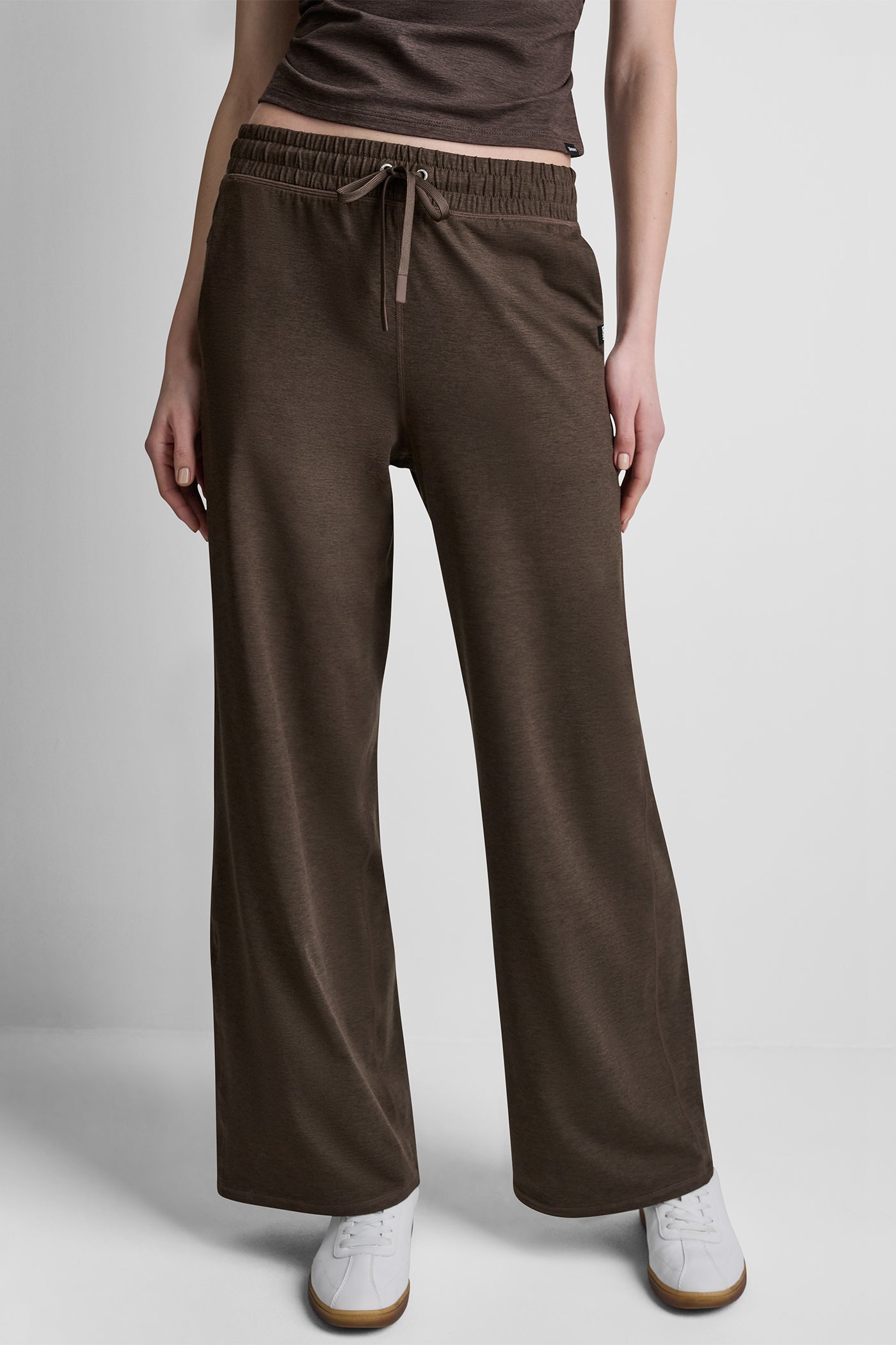 MID-RISE SPACEDYE WIDE LEG PANT - Espresso Spacedye - 2