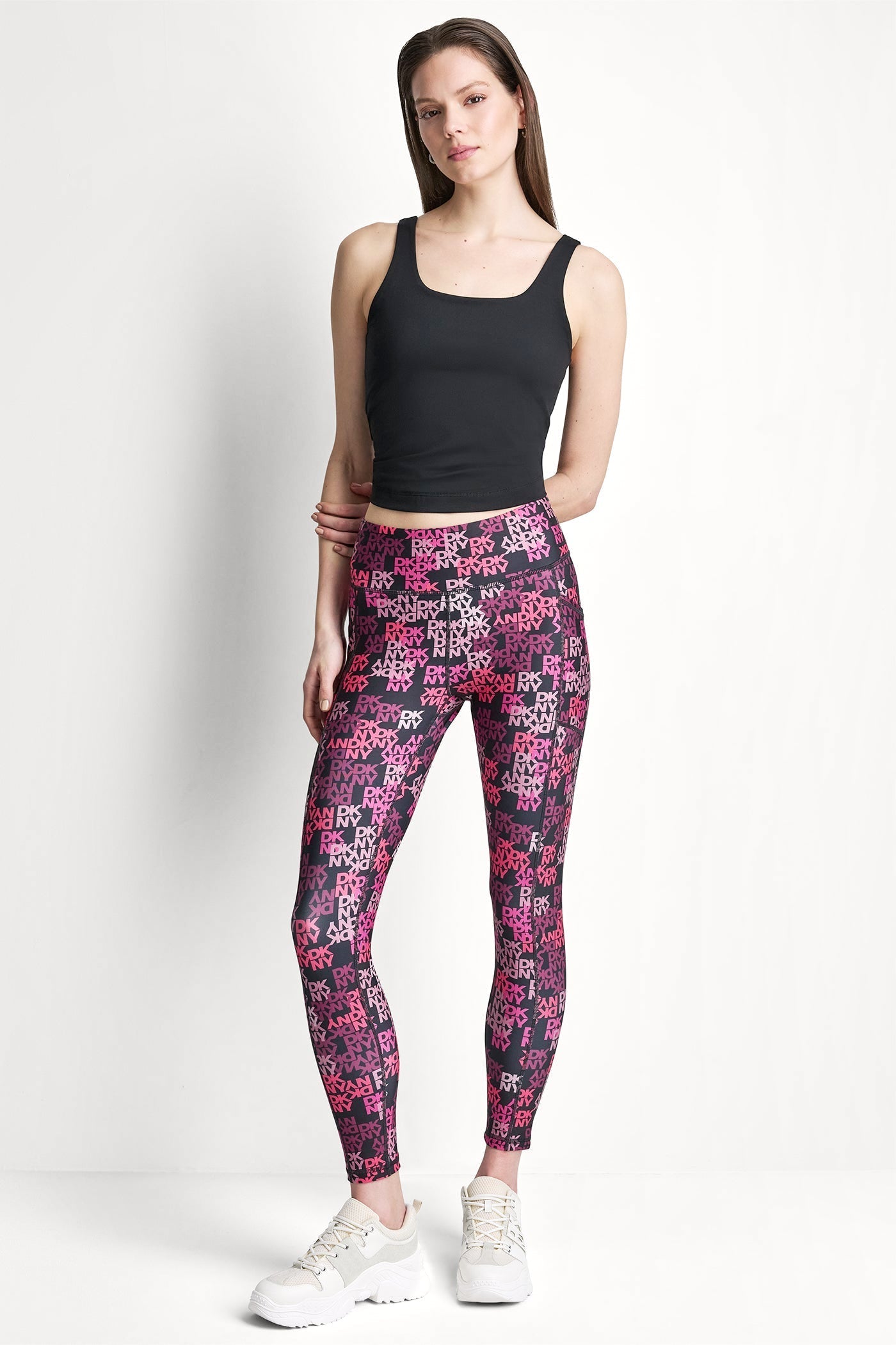 HIGH-RISE 7/8 PRINTED LEGGING - DKNY Logo Scatter Punch - 6