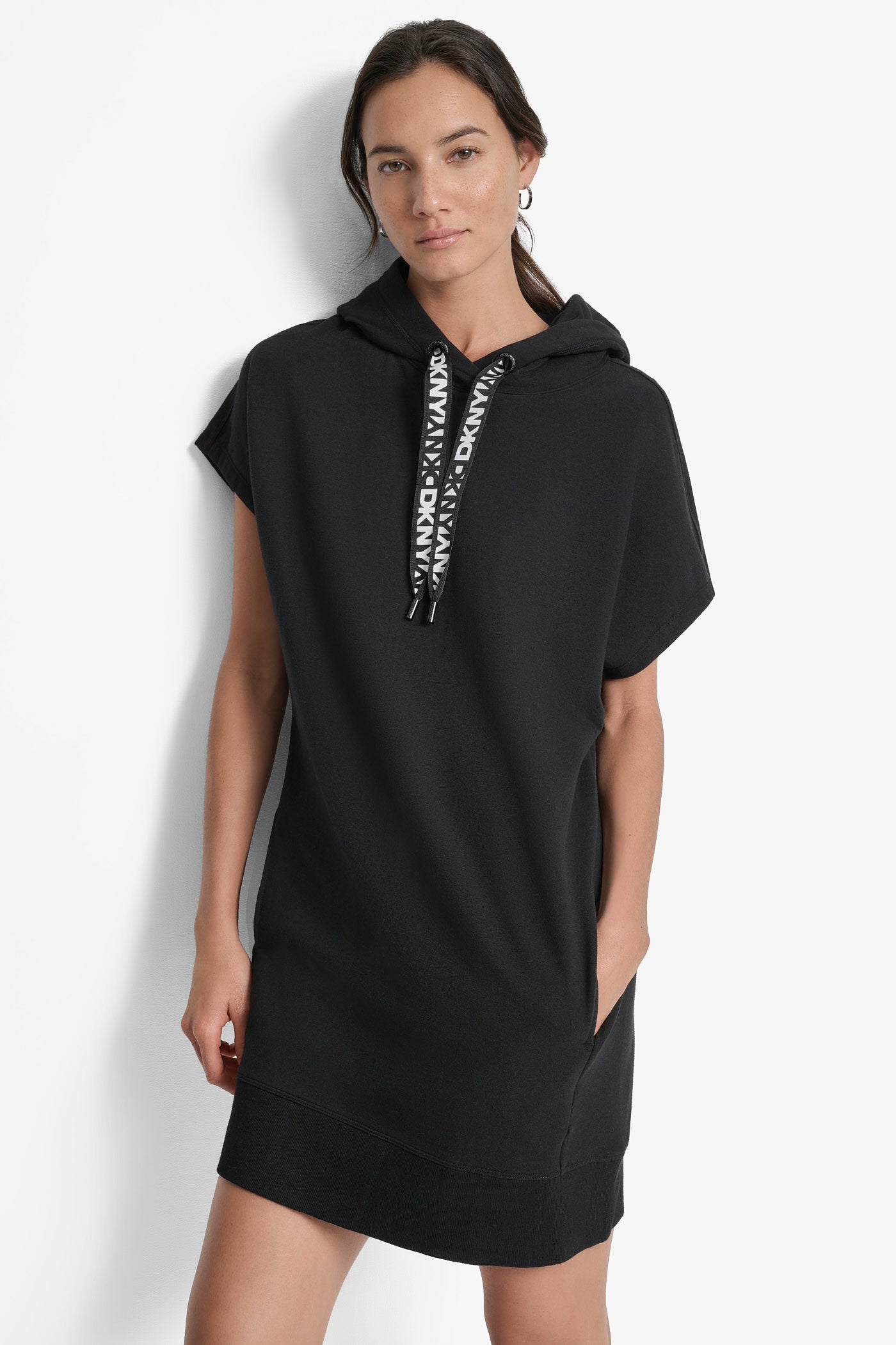 TWO TONE LOGO DRAWCORD SNEAKER DRESS - Black - 1