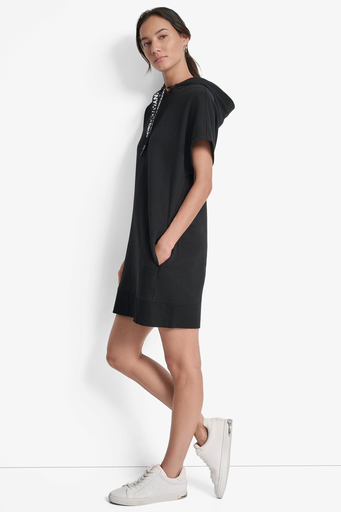 TWO TONE LOGO DRAWCORD SNEAKER DRESS - Black - 4