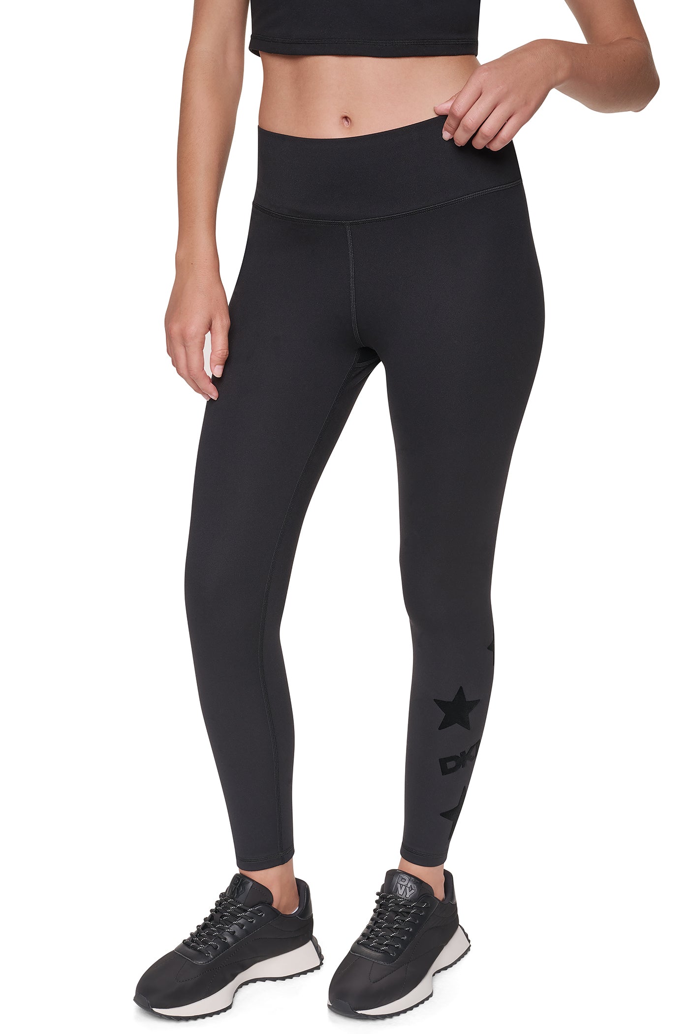 HIGH-RISE STAR 7/8-LENGTH LEGGING - Black/Black - 1