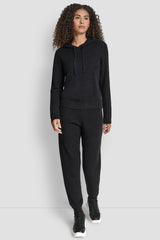 FEATHER YARN HOODIE WITH DRAWCORD AND TONAL LOGO - Black - 2