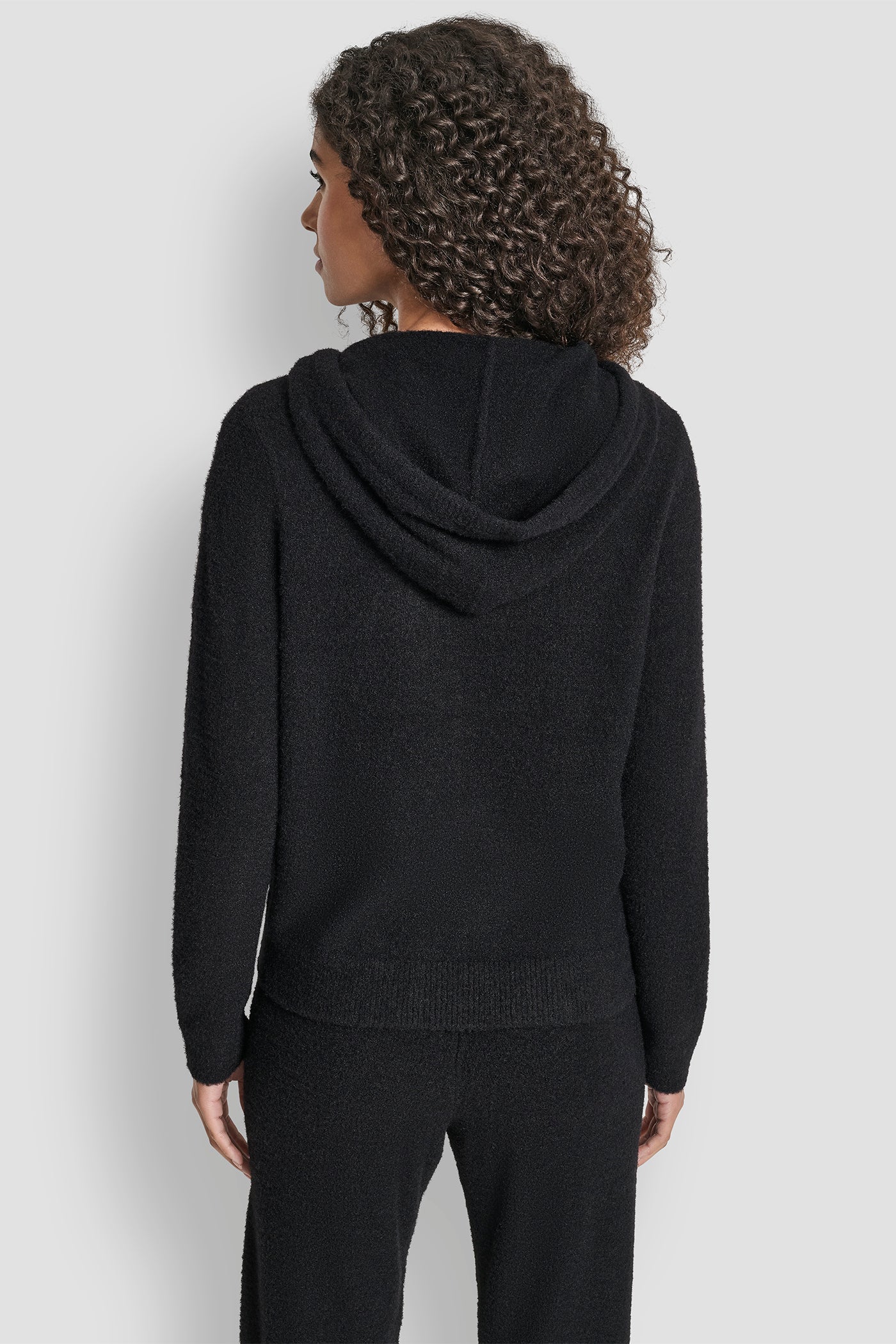 FEATHER YARN HOODIE WITH DRAWCORD AND TONAL LOGO - Black - 3