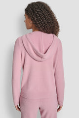 FEATHER YARN HOODIE WITH DRAWCORD AND TONAL LOGO - DUSTY MAUVE - 3