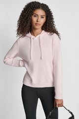 FEATHER YARN HOODIE WITH DRAWCORD AND TONAL LOGO - PINK MOON - 1
