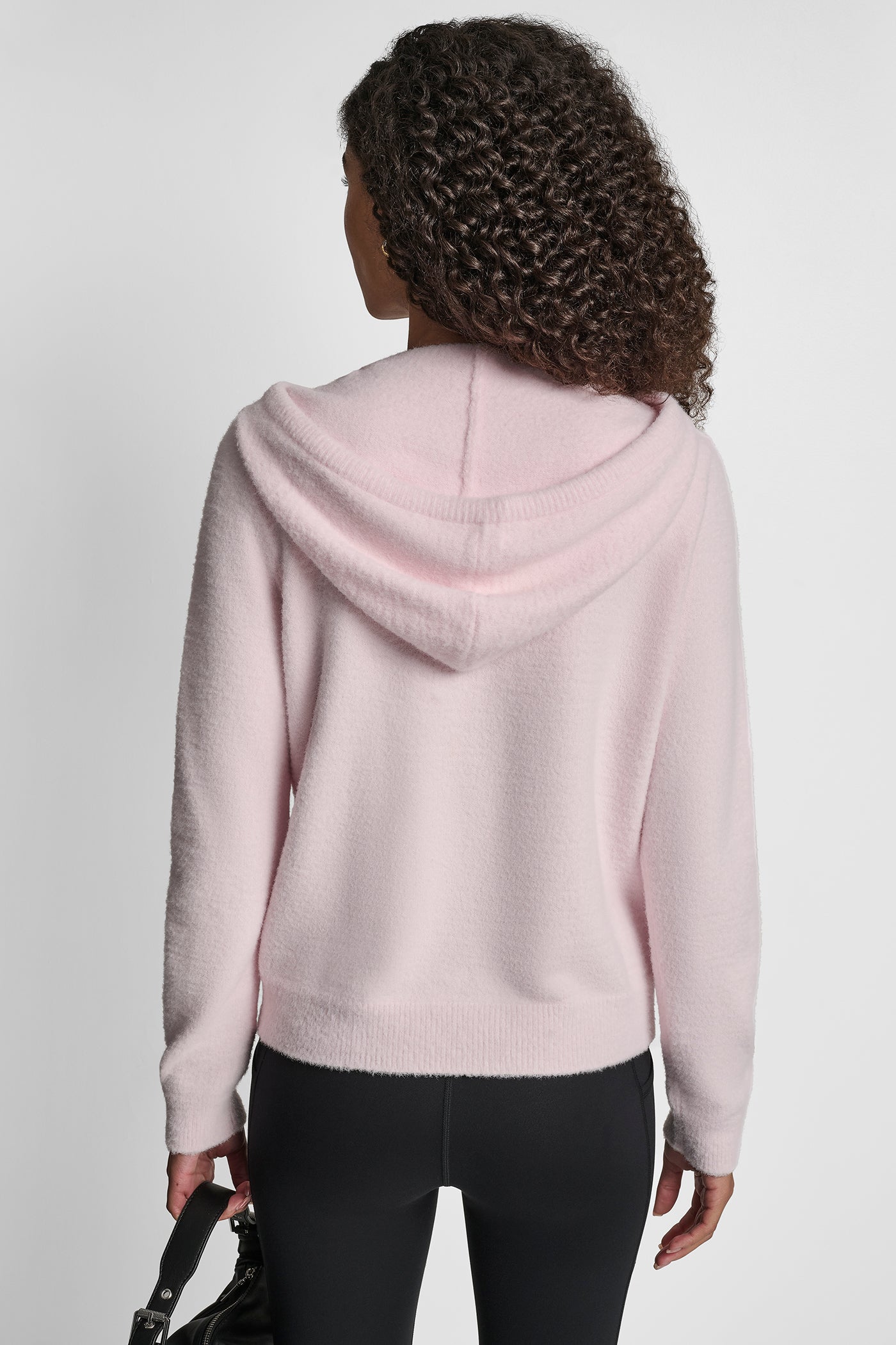 FEATHER YARN HOODIE WITH DRAWCORD AND TONAL LOGO - PINK MOON - 3