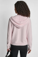 FEATHER YARN HOODIE WITH DRAWCORD AND TONAL LOGO - PINK MOON - 3