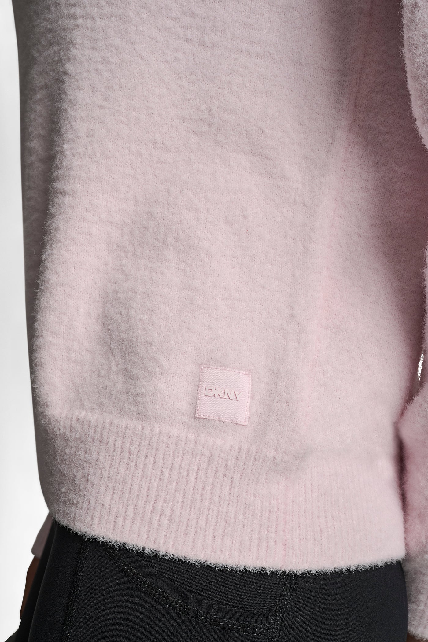 FEATHER YARN HOODIE WITH DRAWCORD AND TONAL LOGO - PINK MOON - 5