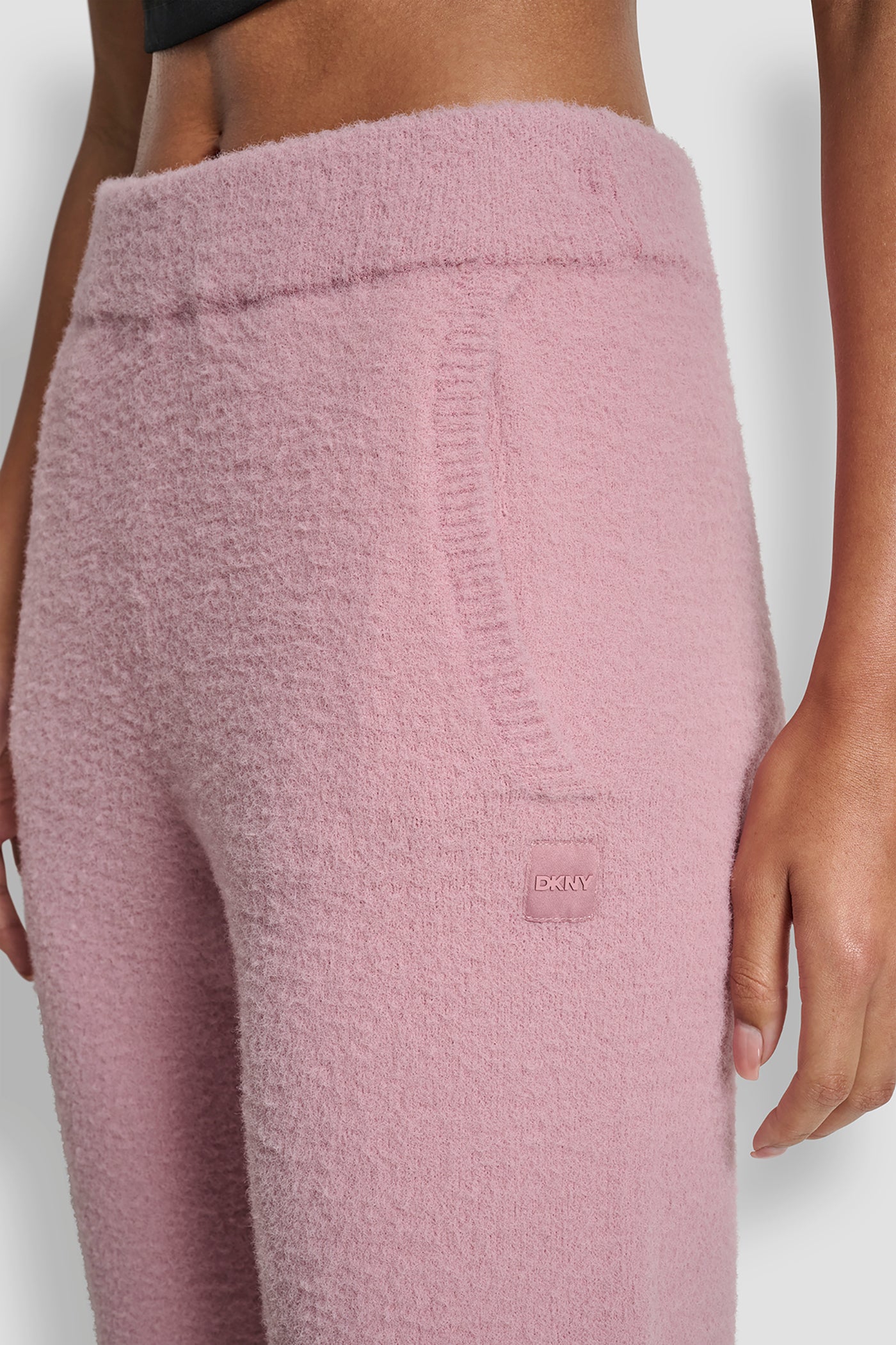 FEATHER YARN JOGGER WITH POCKETS AND TONAL LOGO - DUSTY MAUVE - 5