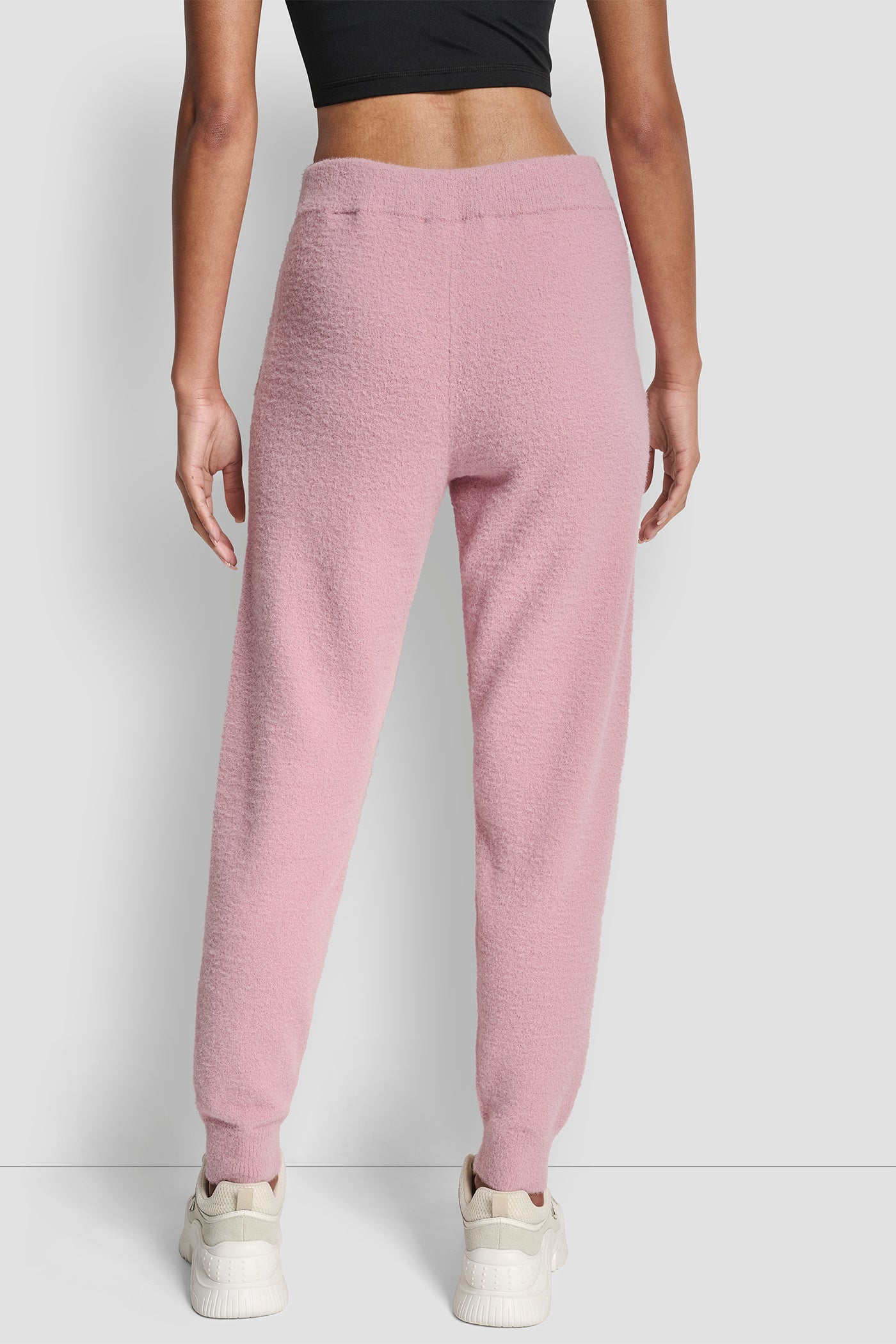 FEATHER YARN JOGGER WITH POCKETS AND TONAL LOGO - DUSTY MAUVE - 3