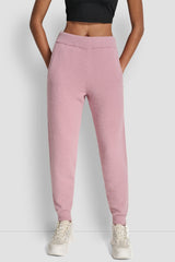 FEATHER YARN JOGGER WITH POCKETS AND TONAL LOGO - DUSTY MAUVE - 1