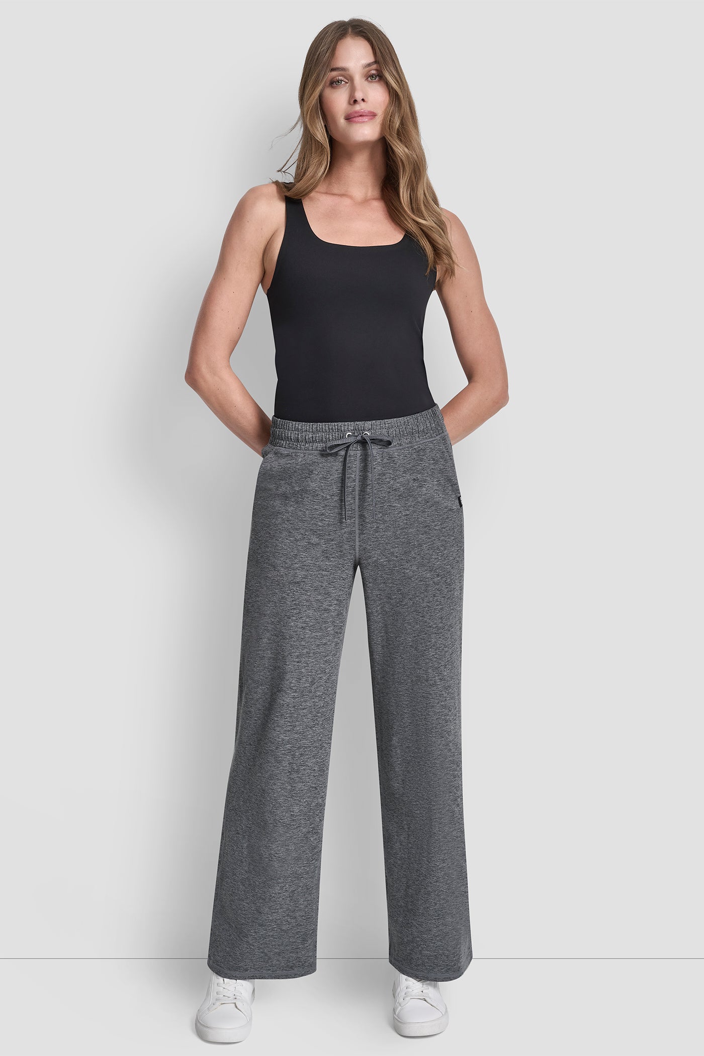 MID-RISE SPACEDYE WIDE LEG PANT - Black - 5