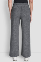 MID-RISE SPACEDYE WIDE LEG PANT - Black - 3