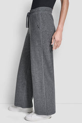 MID-RISE SPACEDYE WIDE LEG PANT - Black - 4