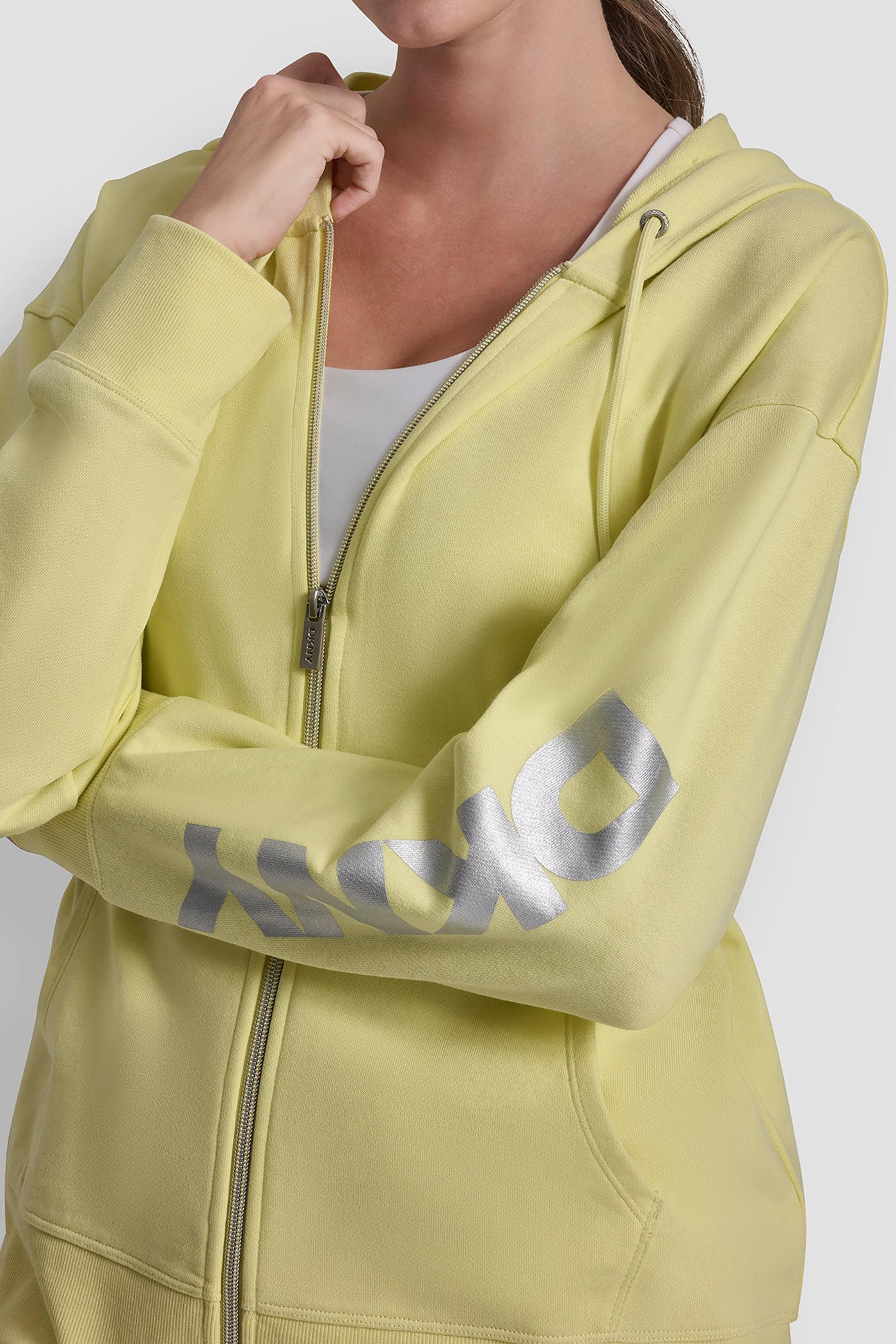FOIL LOGO FULL-ZIP HOODIE - Lemon Light/Silver - 5