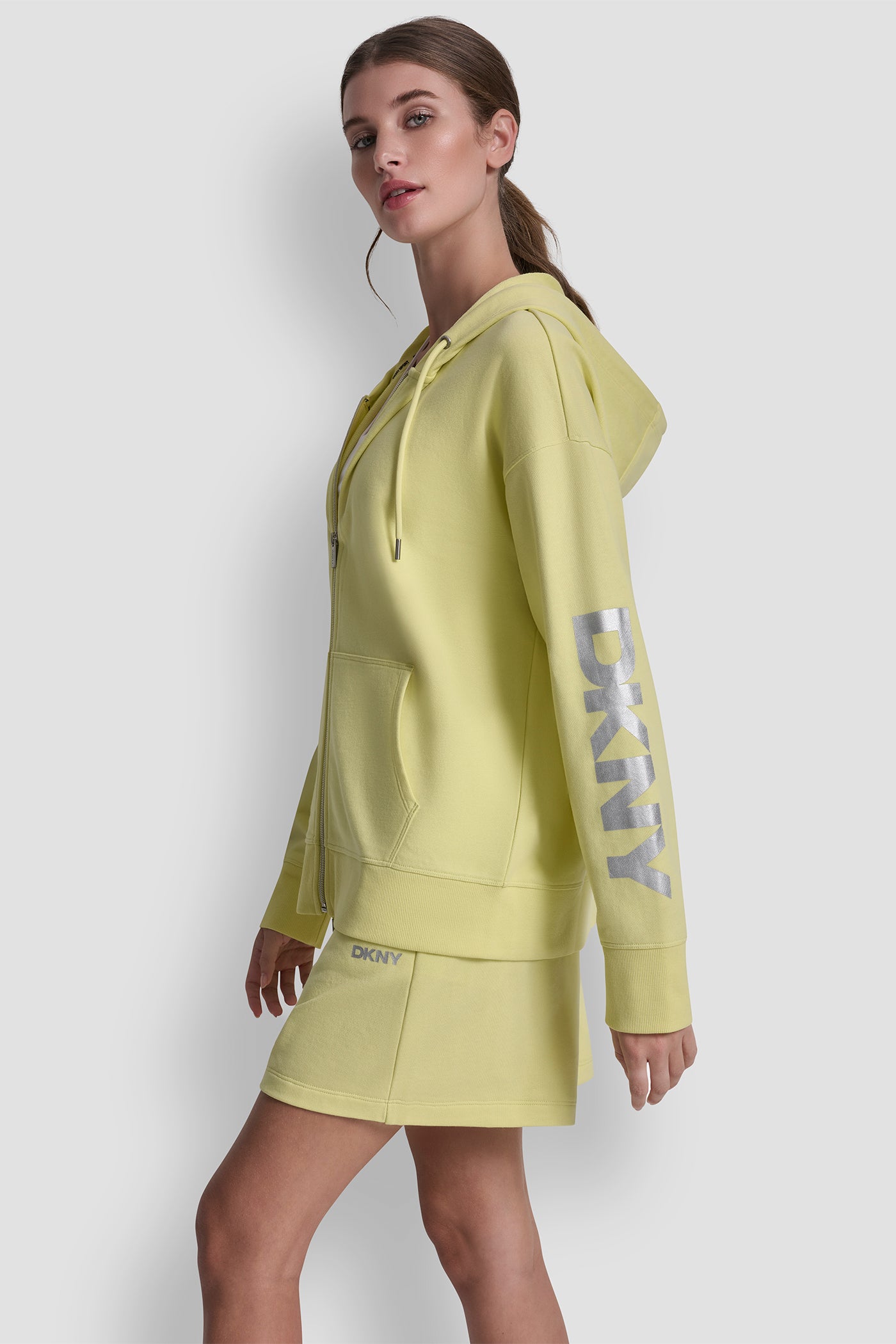 FOIL LOGO FULL-ZIP HOODIE - Lemon Light/Silver - 4