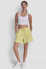 HIGH-RISE LOGO SWEAT SHORTS - Lemon Light/Silver - 4