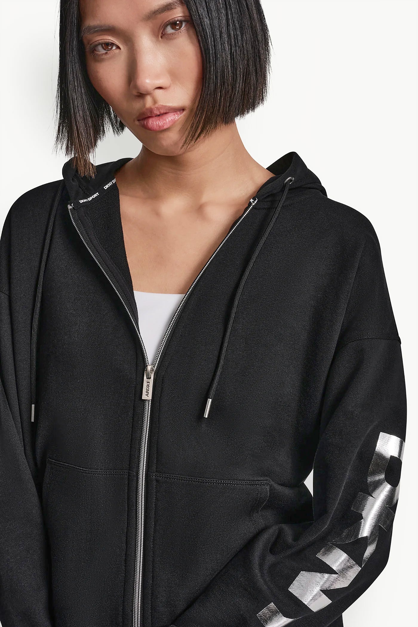 FOIL LOGO FULL-ZIP HOODIE - Black/Silver - 6
