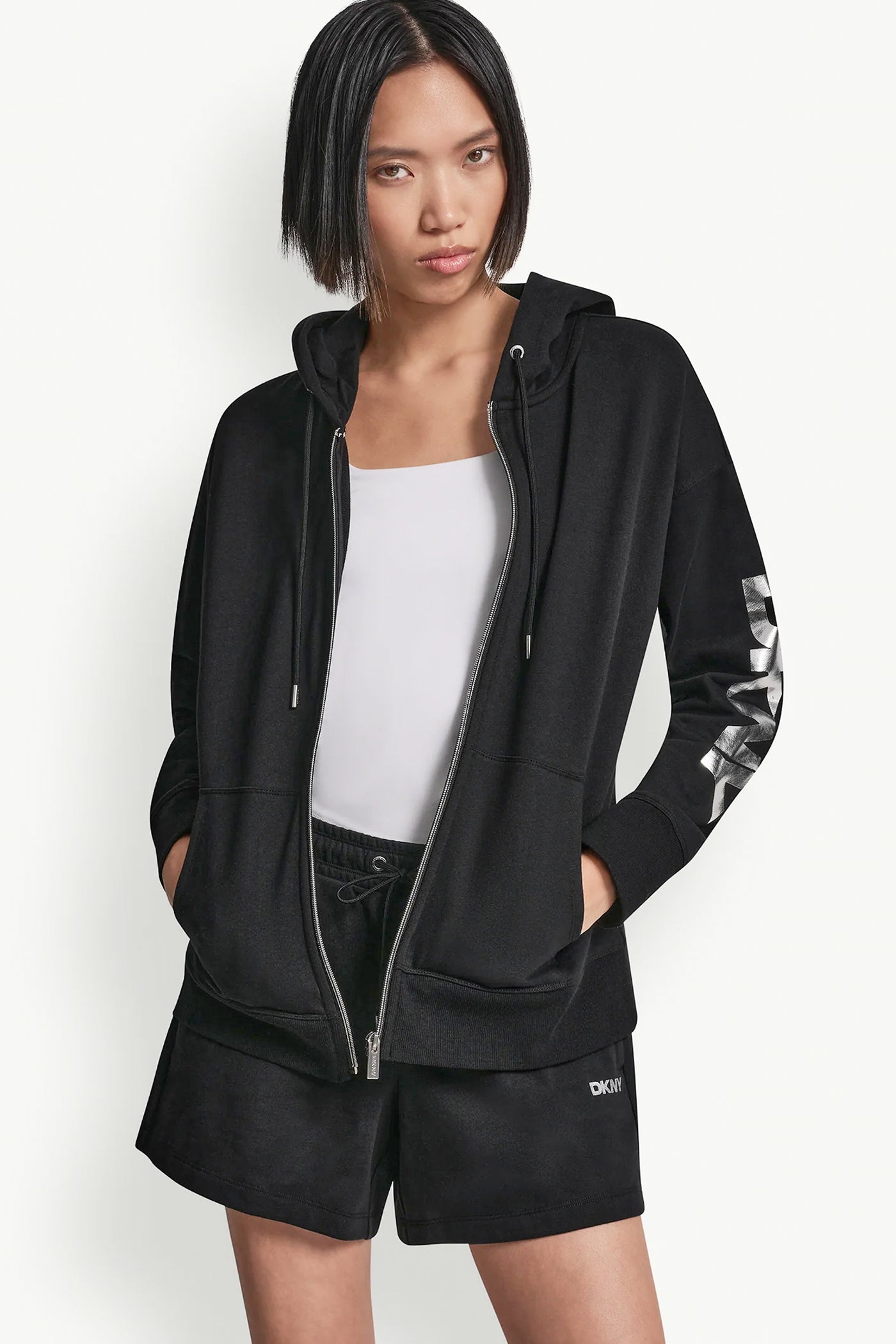 FOIL LOGO FULL-ZIP HOODIE - Black/Silver - 5