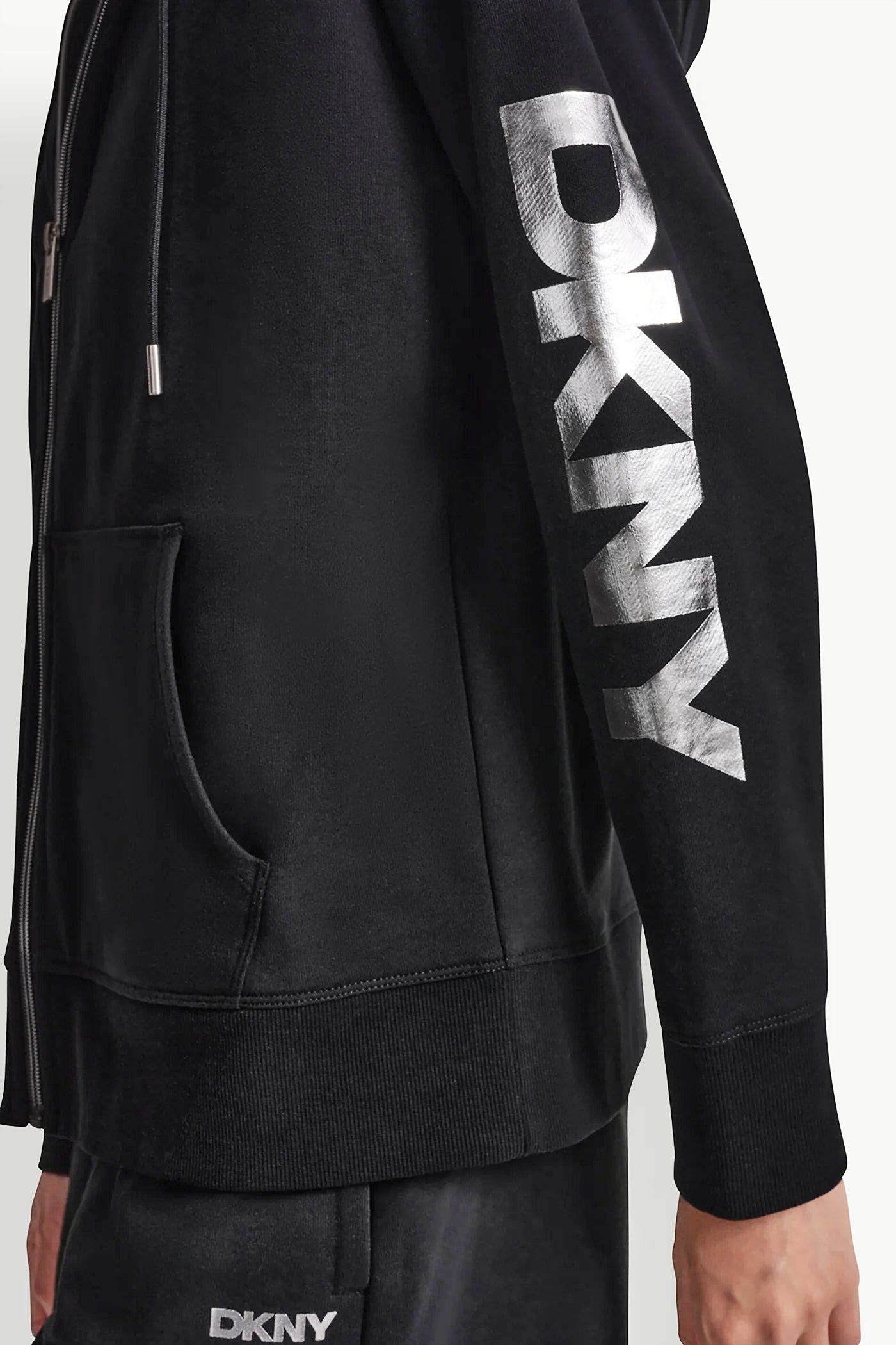 FOIL LOGO FULL-ZIP HOODIE - Black/Silver - 7