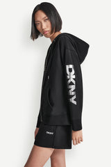 FOIL LOGO FULL-ZIP HOODIE - Black/Silver - 4