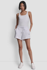 HIGH-RISE LOGO SWEAT SHORTS - White/Silver - 2
