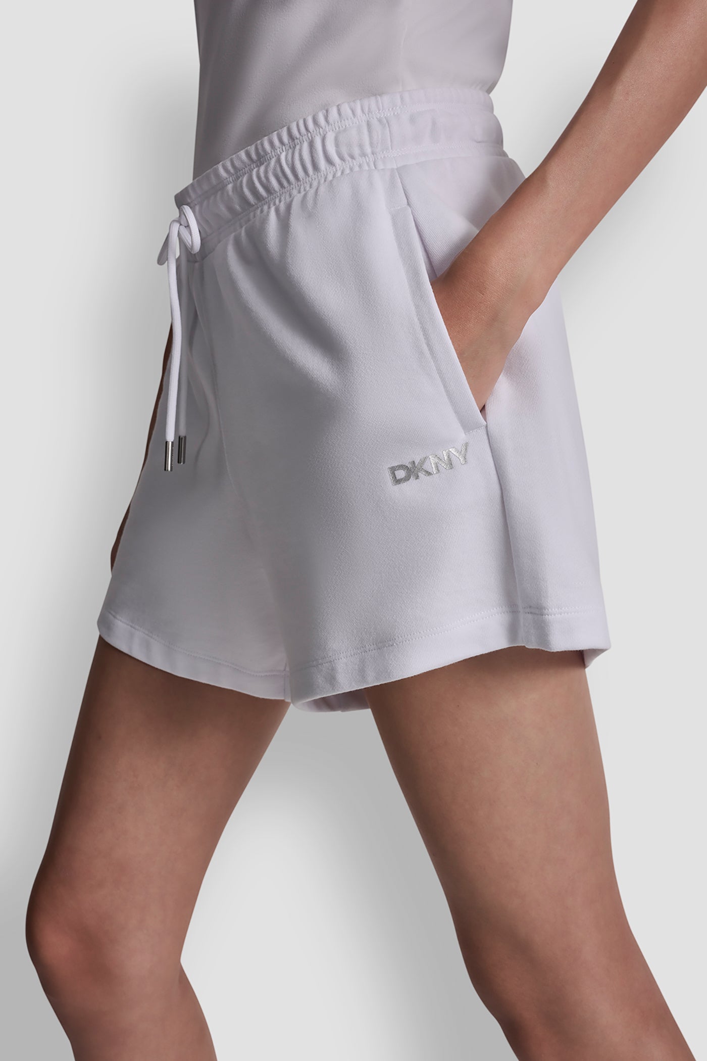 HIGH-RISE LOGO SWEAT SHORTS - White/Silver - 6