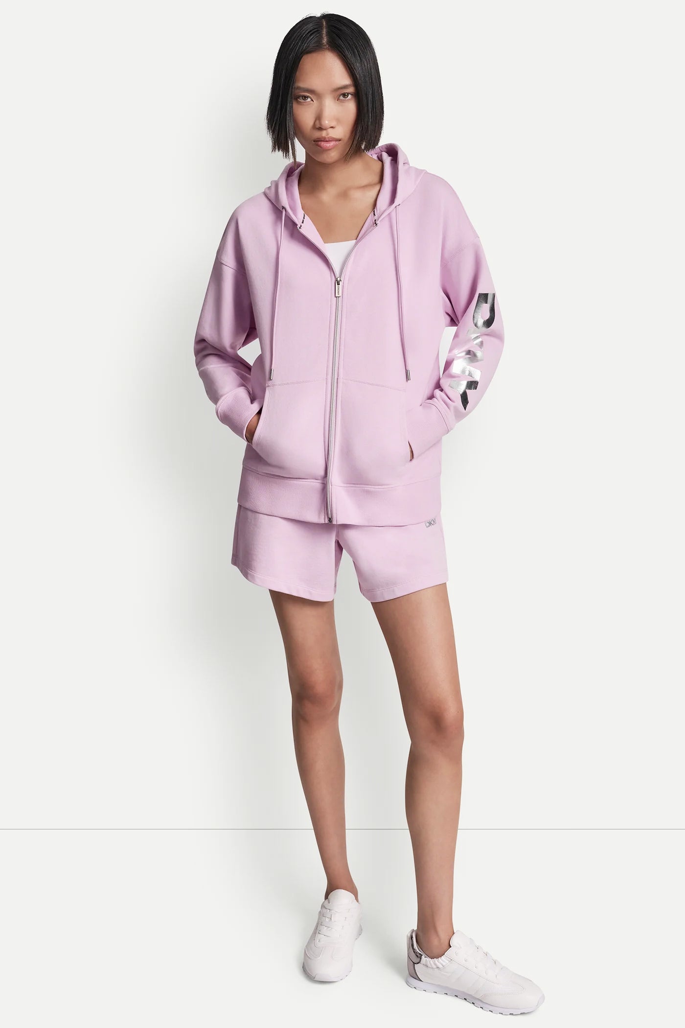 FOIL LOGO FULL-ZIP HOODIE - Pink Lavender/Silver - 6