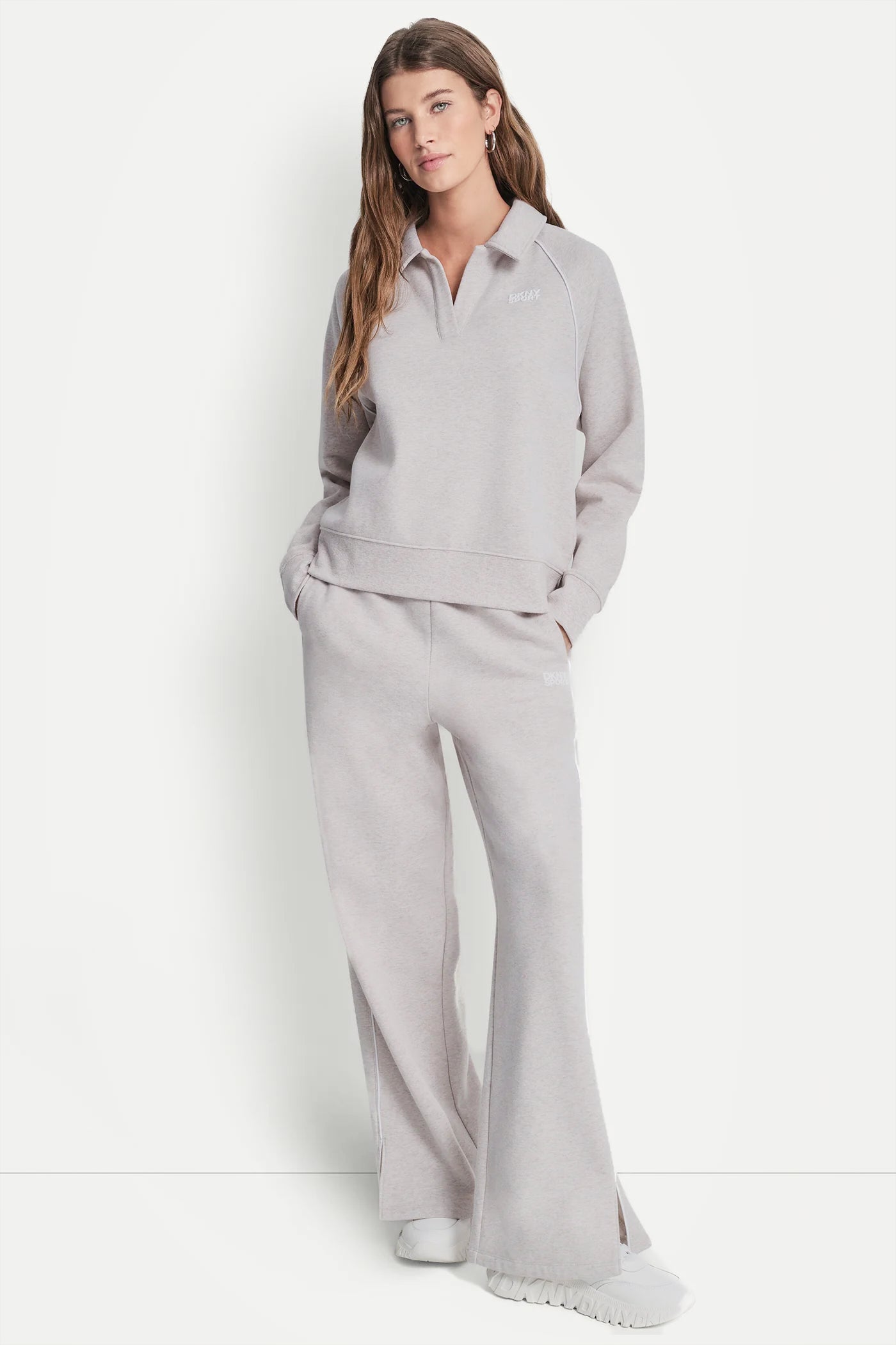 PIPED LOGO POLO SWEATSHIRT - Cortado Heather/White - 5