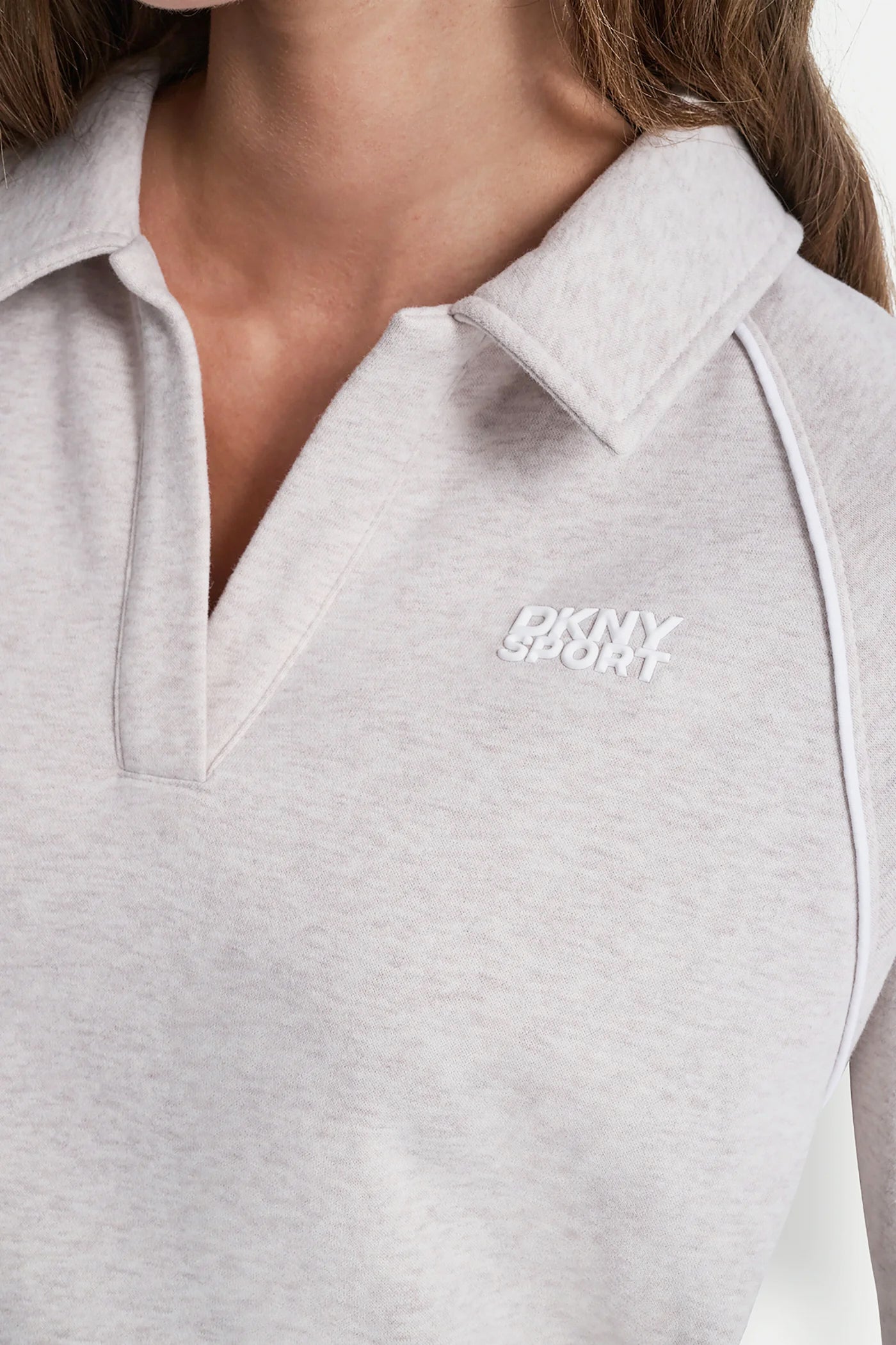 PIPED LOGO POLO SWEATSHIRT - Cortado Heather/White - 6