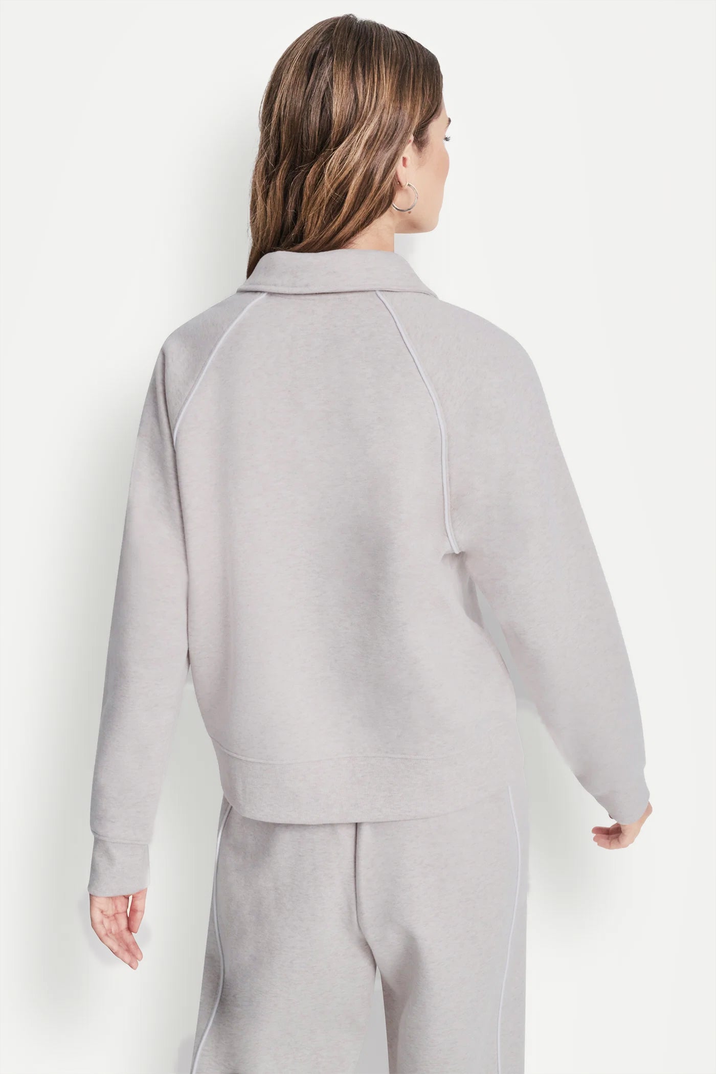 PIPED LOGO POLO SWEATSHIRT - Cortado Heather/White - 3