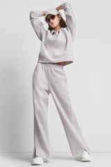 HIGH-RISE PIPED TRACK PANTS - Cortado Heather/White - 1