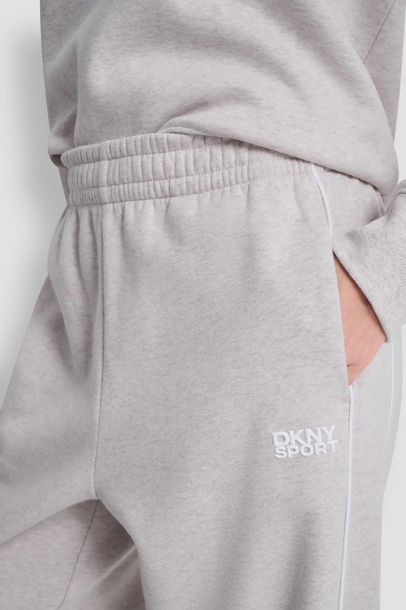 HIGH-RISE PIPED TRACK PANTS - Cortado Heather/White - 6