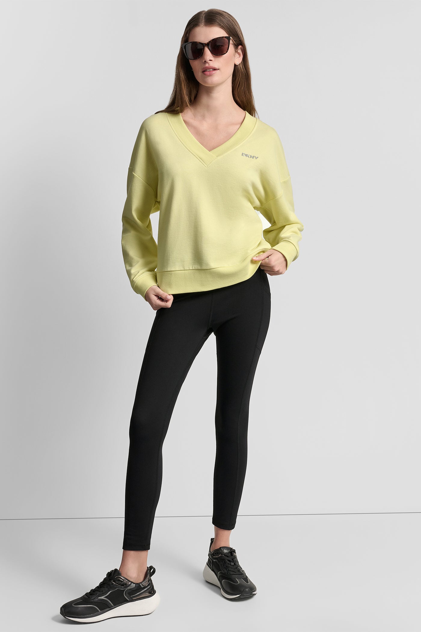 METALLIC BUBBLE LOGO V-NECK PULLOVER - Lemon Light - 2