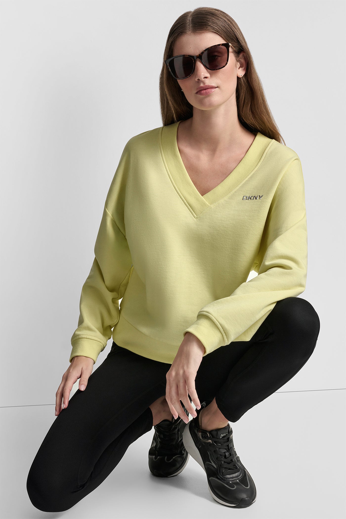 METALLIC BUBBLE LOGO V-NECK PULLOVER - Lemon Light - 6