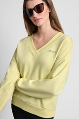 METALLIC BUBBLE LOGO V-NECK PULLOVER - Lemon Light - 1