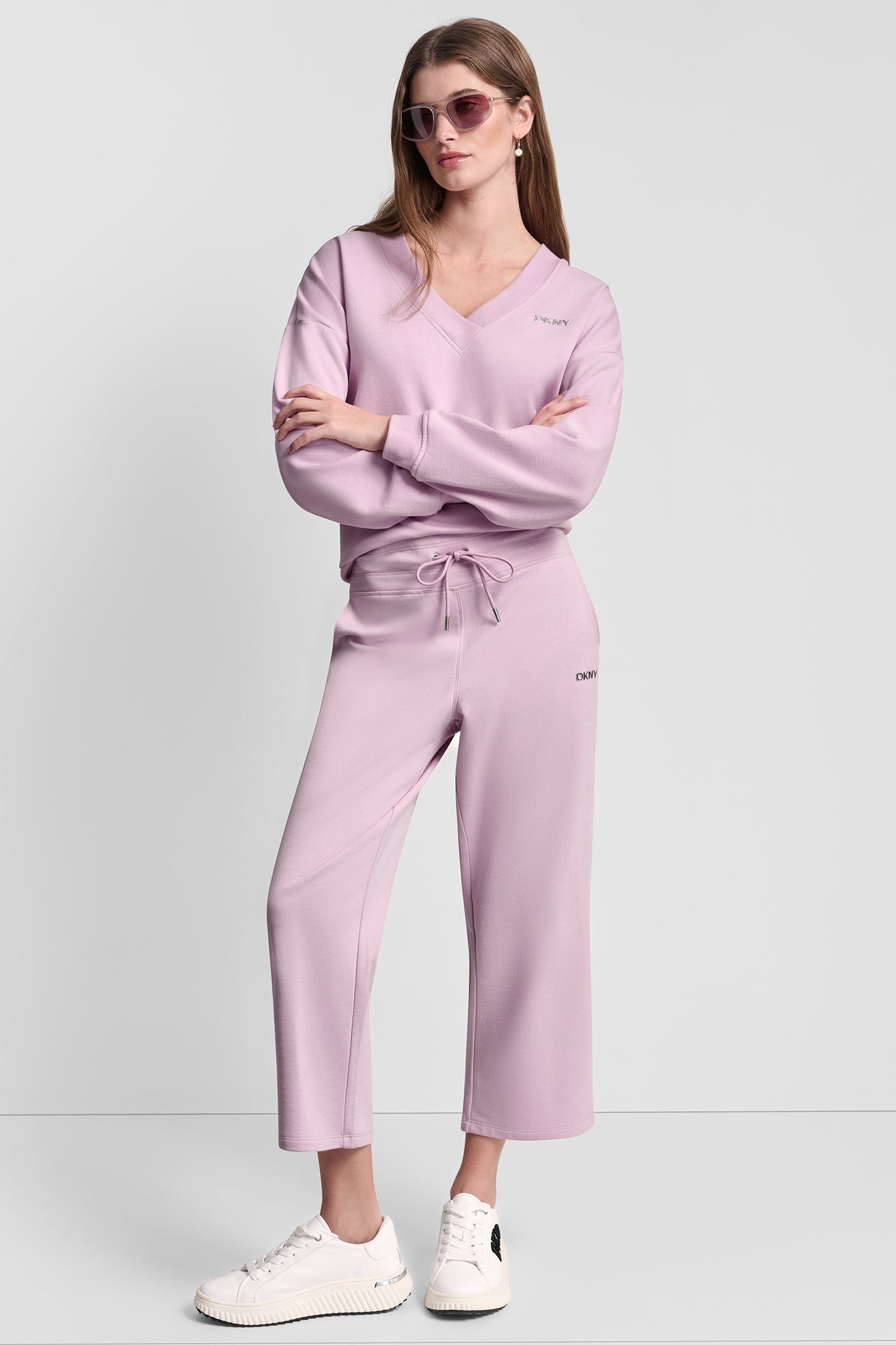 METALLIC BUBBLE LOGO CROPPED HIGH-RISE PANTS - Pink Lavender - 2