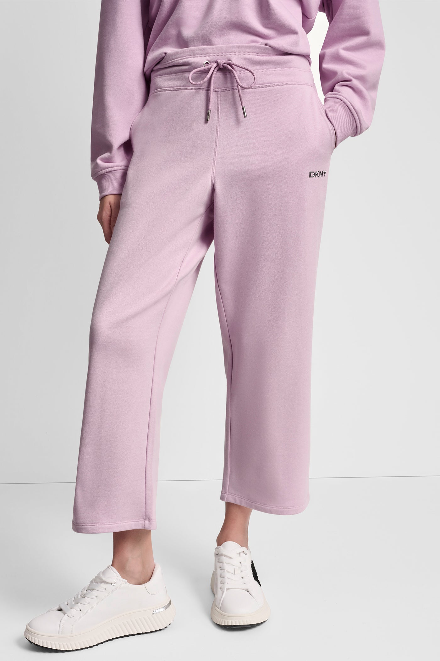 METALLIC BUBBLE LOGO CROPPED HIGH-RISE PANTS - Pink Lavender - 1