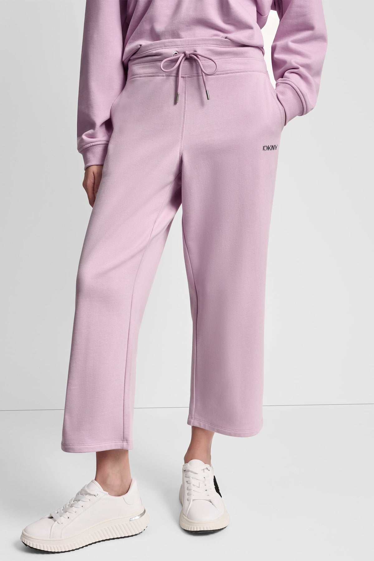 METALLIC BUBBLE LOGO CROPPED HIGH-RISE PANTS - Pink Lavender - 1