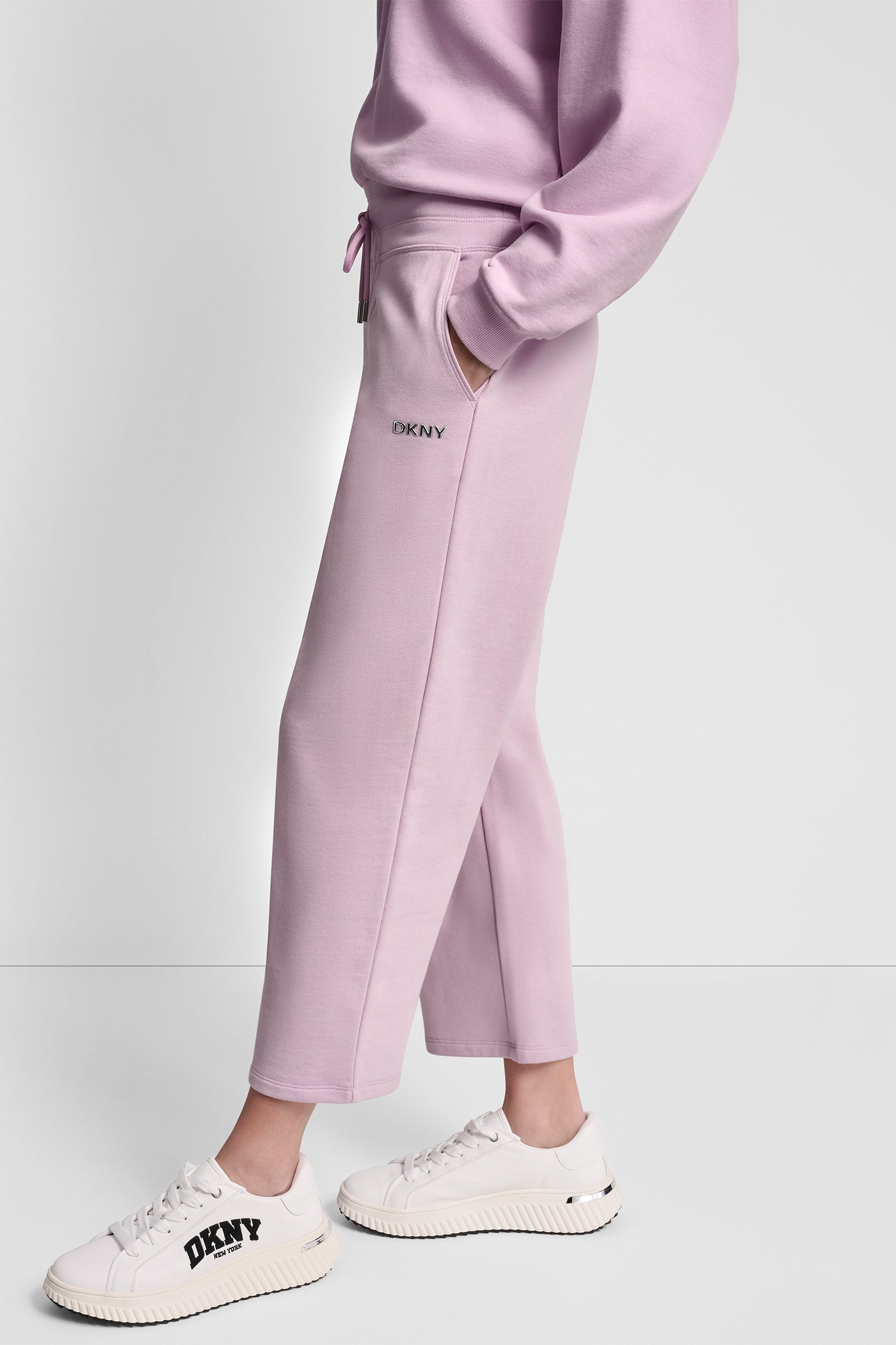 METALLIC BUBBLE LOGO CROPPED HIGH-RISE PANTS - Pink Lavender - 4